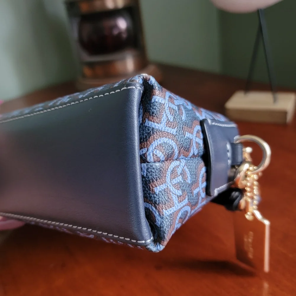 Coach CF343 Madi Dome Monogram Blue Coated Canvas Crossbody Bag